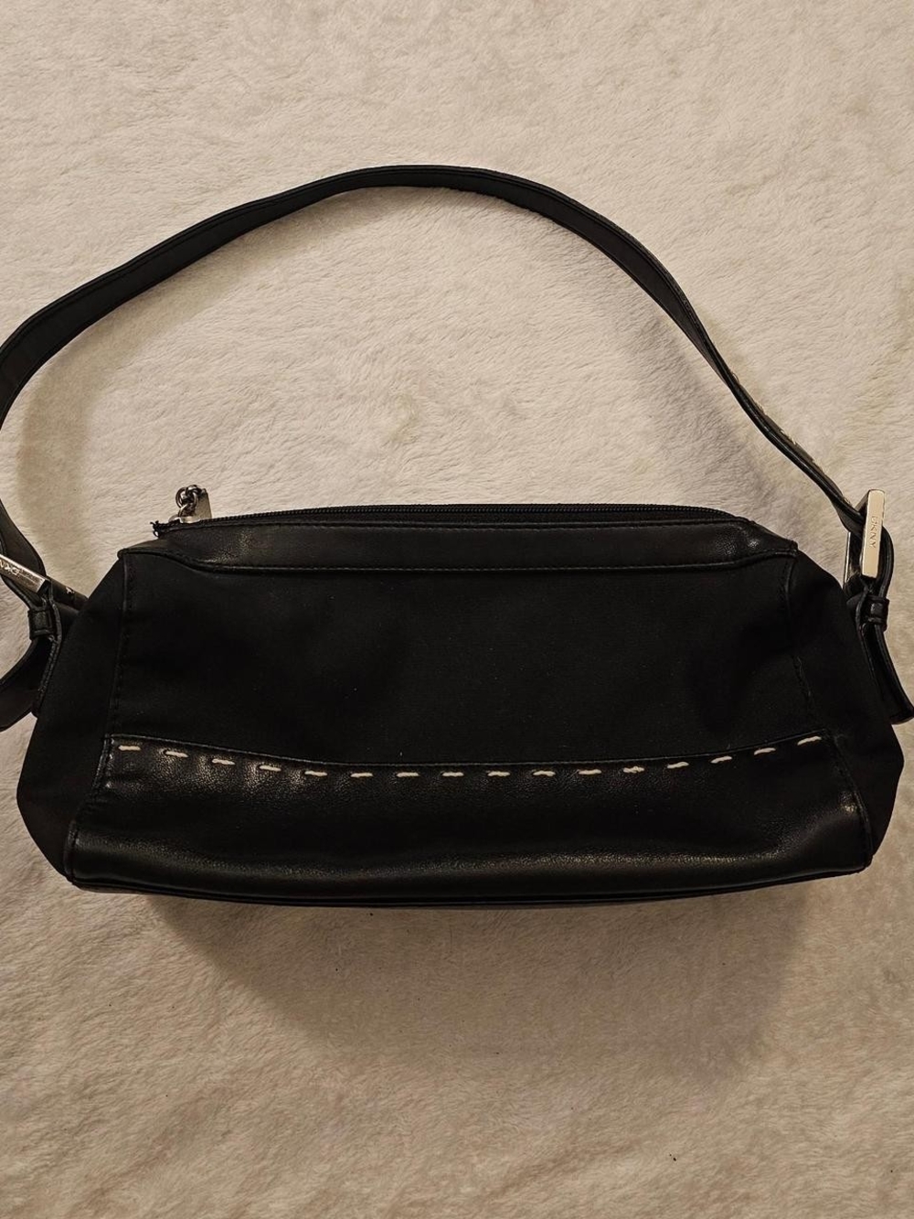 Black Shoulder Bag with Contrast Stitching